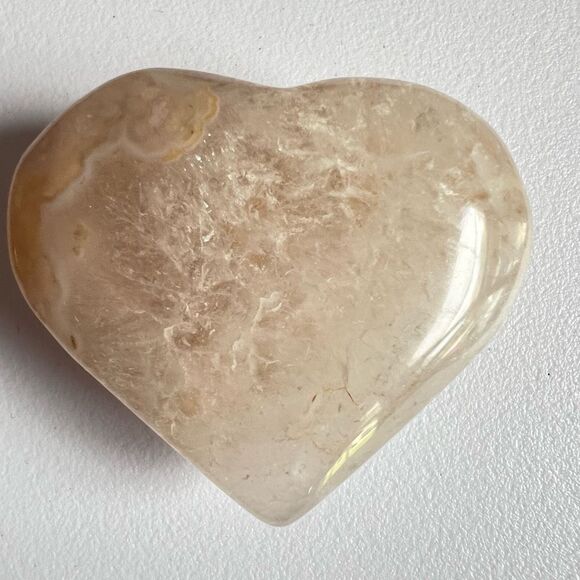 Flower Agate Heart Carving (#17)‎ - Picture 4 of 9